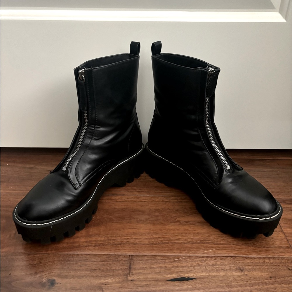 Forever 21 Chunky Platform Front Zip Boots - Size 8